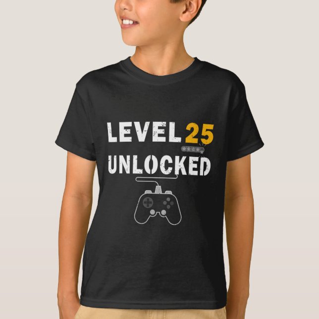 Camiseta Nivel 25 Video Gamer desbloqueado 25º regalo de cu (Anverso)