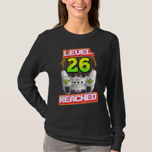Camiseta Nivel 26 Logró el videojuego 26º cumpleaños
