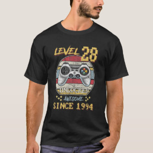 Camiseta Nivel 28 Cumpleaños Desbloqueado 28 Años Awesome S
