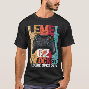 Camiseta Nivel 2 Desbloqueado desde 2019 Segundo cumpleaños