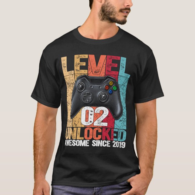 Camiseta Nivel 2 Desbloqueado desde 2019 Segundo cumpleaños (Anverso)