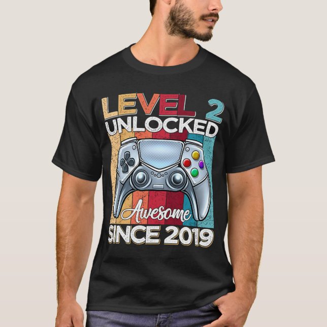 Camiseta Nivel 2 Desbloqueado desde 2019 Segundo cumpleaños (Anverso)