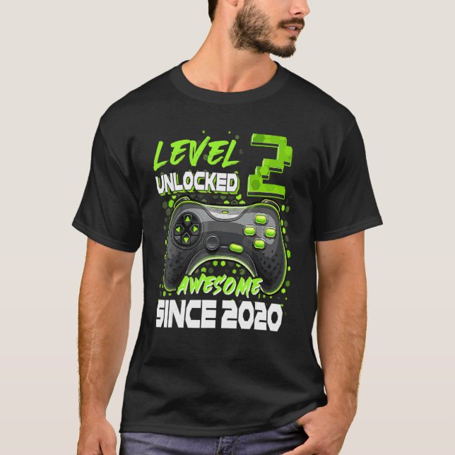 Camiseta Nivel 2 Desbloqueado desde 2020 Segundo cumpleaños (Anverso)