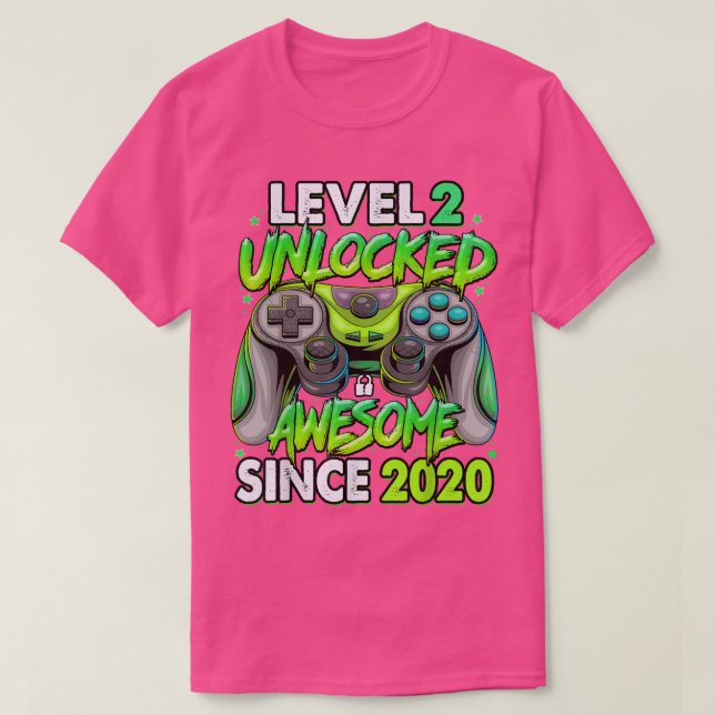 Camiseta Nivel 2 Desbloqueado desde 2020 Segundo Cumpleaños (Diseño del anverso)