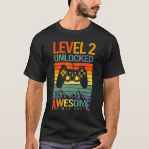 Camiseta Nivel 2 Desbloqueado desde 2021 Segundo cumpleaños