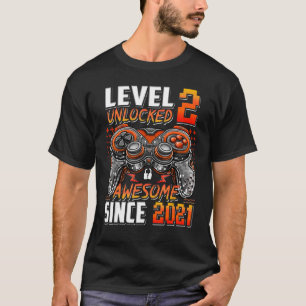 Camiseta Nivel 2 Desbloqueado desde 2021 Segundo cumpleaños