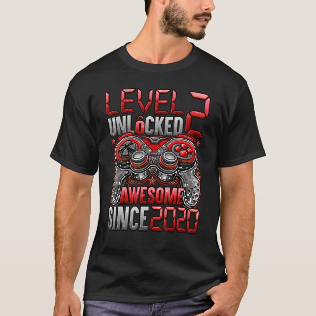 Camiseta Nivel 2 Desbloqueado desde el segundo cumpleaños 2 (Anverso)