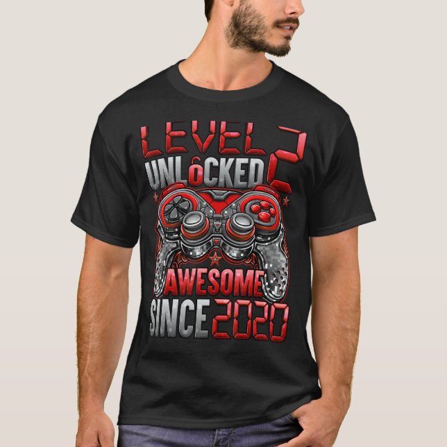 Camiseta Nivel 2 Desbloqueado desde el segundo cumpleaños 2 (Anverso)