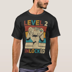 Camiseta Nivel 2 Desbloqueado Segundo Cumpleaños Niño Jugad