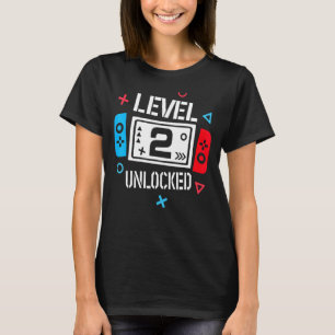 Camiseta Nivel 2 Desbloqueado Video Gamer Segundo cumpleaño