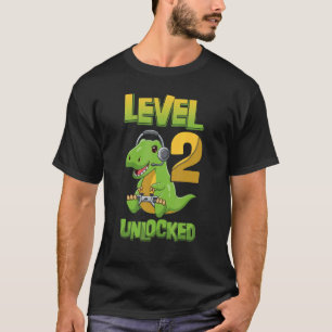 Camiseta Nivel 2 Dinosaurio de cumpleaños desbloqueado de 2