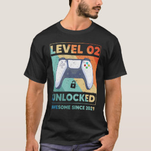 Camiseta Nivel 2 Niños Chicas de segundo cumpleaños desbloq