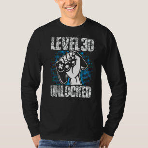 Camiseta Nivel 30 Cumpleaños Desbloqueado 30 Años Jugador 1
