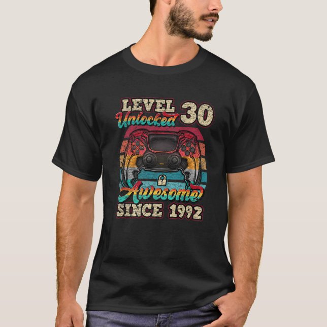 Camiseta Nivel 30 Desbloqueado Impresionante Desde 1992 30º (Anverso)