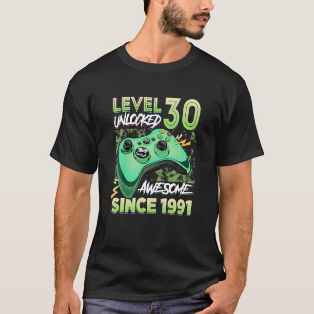 Camiseta Nivel 30 Desbloqueado Impresionante Juego De Video (Anverso)