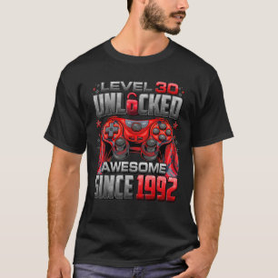 Camiseta Nivel 30 desbloqueado increíble desde 1992 30º cum