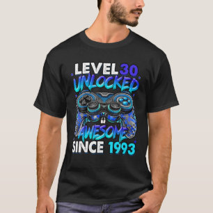 Camiseta Nivel 30 desbloqueado increíble desde 1993 30º cum