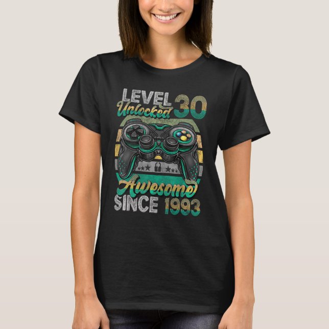 Camiseta Nivel 30 desbloqueado increíble desde 1993 30º cum (Anverso)