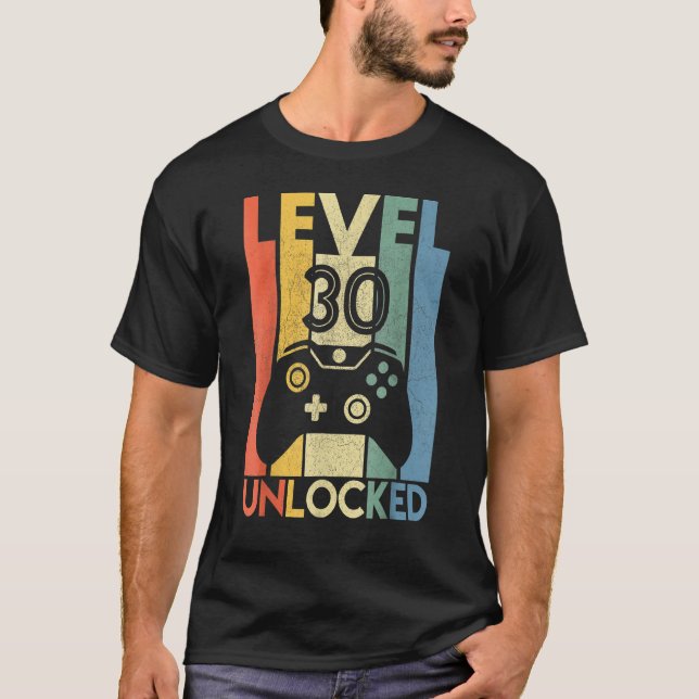 Camiseta Nivel 30 Desbloqueado T 30 Hombres de cumpleaños d (Anverso)