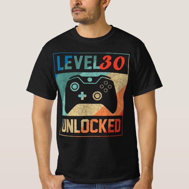Camiseta Nivel 30 desbloqueado, Video Gamer 30, Feliz cumpl (Anverso)