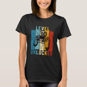 Camiseta Nivel 30 Desbloqueado Videojugador de 30 Años Rega
