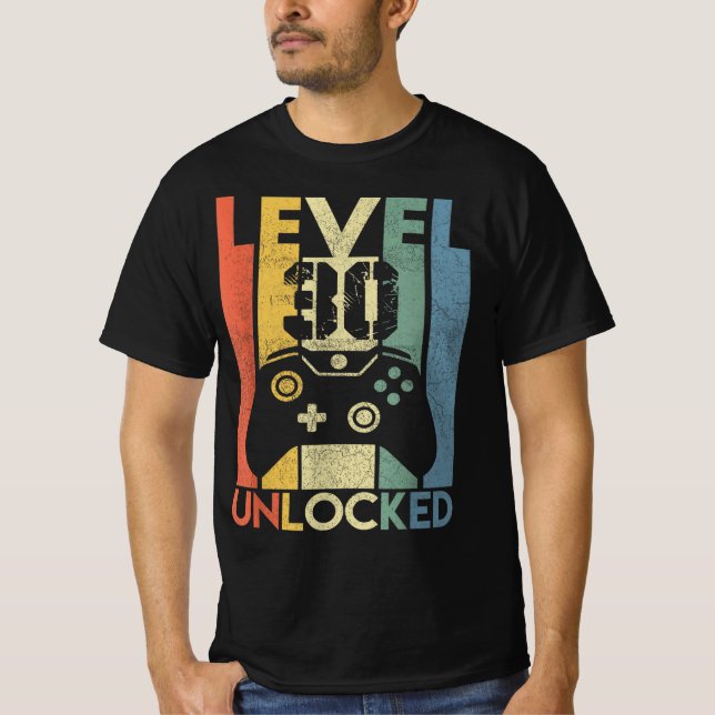 Camiseta Nivel 30 Gracioso Video Gamer, 30 Años De Edad (Anverso)