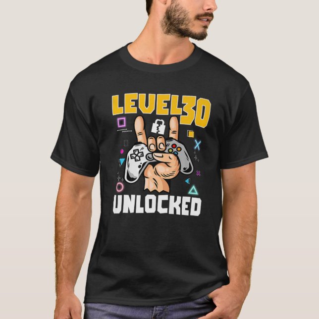 Camiseta Nivel 30 Unlocked Impresionante Juego De Video 30  (Anverso)