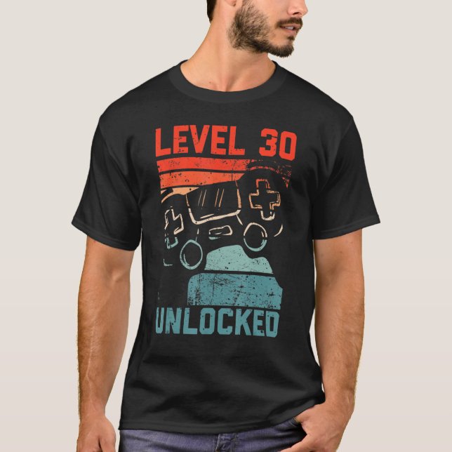 Camiseta nivel 30 Video gamer desbloqueado 30 cumpleaños ma (Anverso)