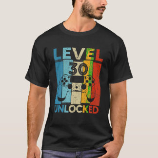 Camiseta Nivel 30 Videojuego de cumpleaños 30 desbloqueado
