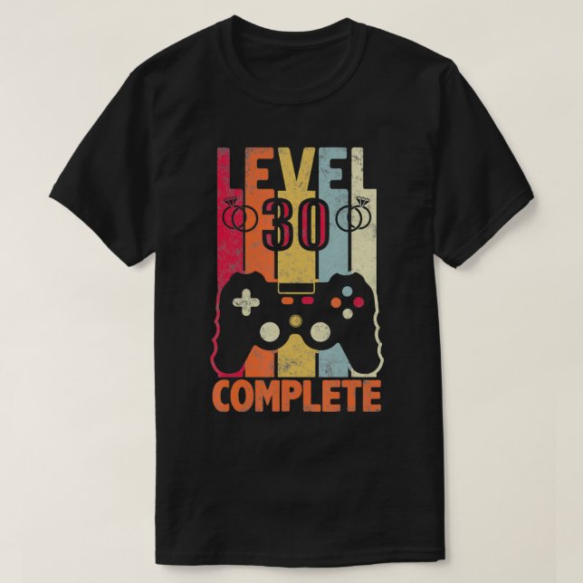 Camiseta Nivel 30 Videojugador completo 30º Boda Anniver (Diseño del anverso)