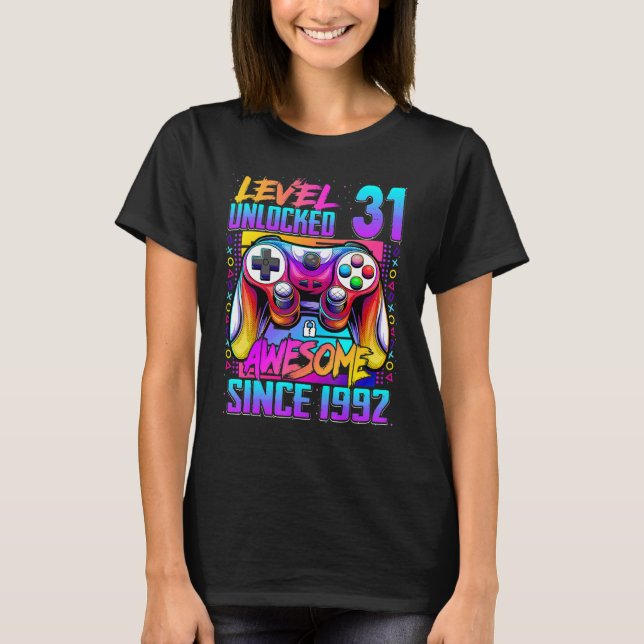 Camiseta Nivel 31 desbloqueado increíble desde 1992 31º cum (Anverso)