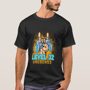 Camiseta Nivel 32 Desbloqueado Videojugador Divertido Cumpl