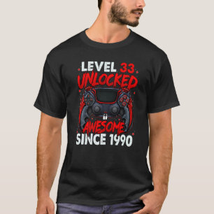 Camiseta Nivel 33 desbloqueado increíble desde 1990 33 cump