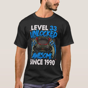 Camiseta Nivel 33 desbloqueado increíble desde 1990 33 cump