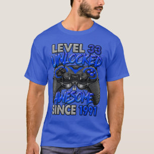 Camiseta Nivel 33 Desbloqueado Increíble Desde 1991 Juegos