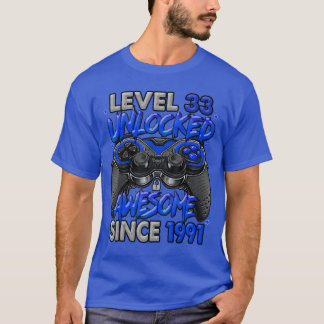 Camiseta Nivel 33 Desbloqueado Increíble Desde 1991 Juegos