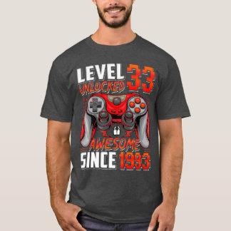 Camiseta Nivel 33 Desbloqueado Increíble Desde 1993 Cumplea