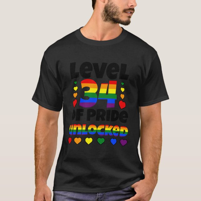 Camiseta Nivel 34 Del Orgullo Iris Lgbt 34º Nacimiento Desb (Anverso)