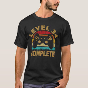 Camiseta Nivel 34 Jugador de video completo de cumpleaños n