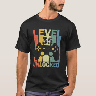 Camiseta Nivel 35 Desbloqueado 35 Años De Edad Video Gamer