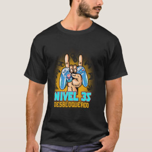Camiseta Nivel 35 Desbloqueado Cumpleaños 35 Español