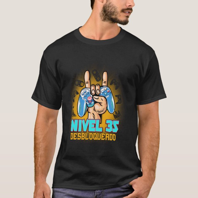 Camiseta Nivel 35 Desbloqueado Cumpleaños 35 Español (Anverso)