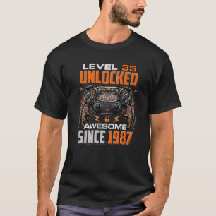 Camiseta Nivel 35 Desbloqueado Desde 1987 35º Cumpleaños