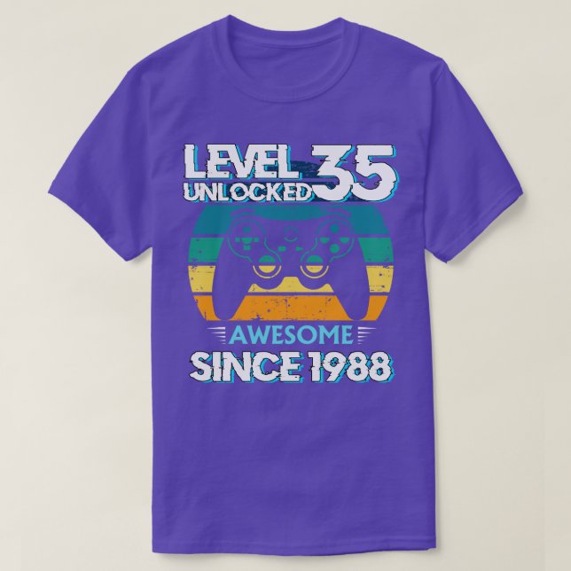 Camiseta Nivel 35 Desbloqueado Impresionante 1988 Jugador d (Diseño del anverso)