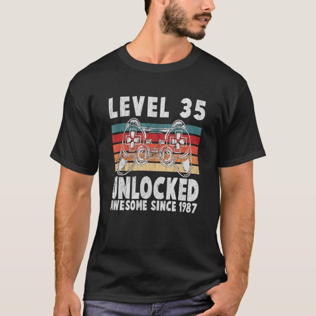 Camiseta Nivel 35 Desbloqueado Impresionante Desde 1987 Nac (Anverso)