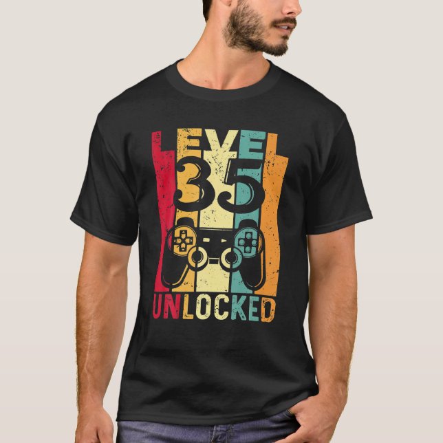 Camiseta Nivel 35 Desbloqueado Impresionante videojuego 198 (Anverso)