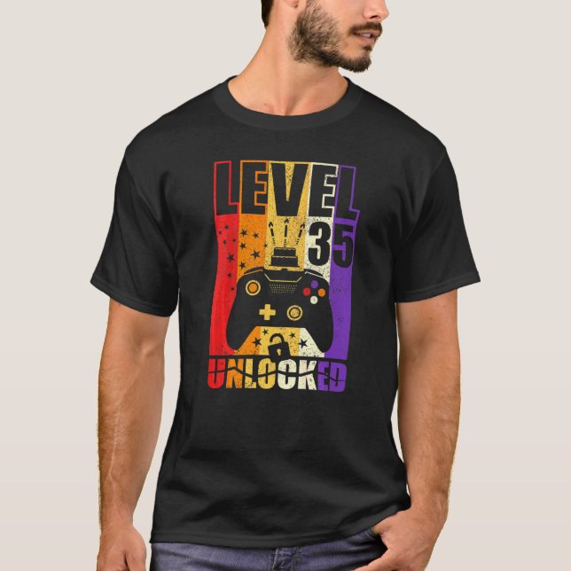 Camiseta Nivel 35 Desbloqueado Nivel de Cumpleaños 35º Cump (Anverso)