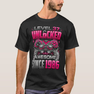 Camiseta Nivel 37 Desbloqueado desde 1986 37º cumpleaños