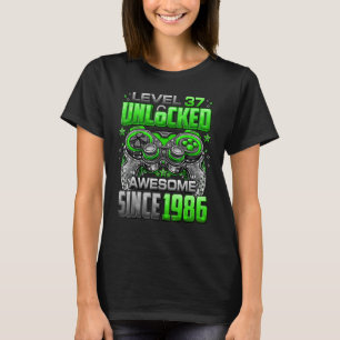 Camiseta Nivel 37 Desbloqueado desde 1986 37º cumpleaños