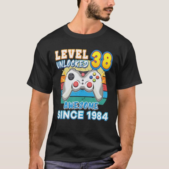 Camiseta Nivel 38 Desbloqueado Impresionante Desde 1984 Fel (Anverso)